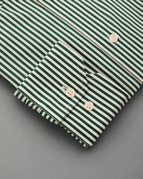 Popeline Rigato Verde/Bianco 100% Cotone