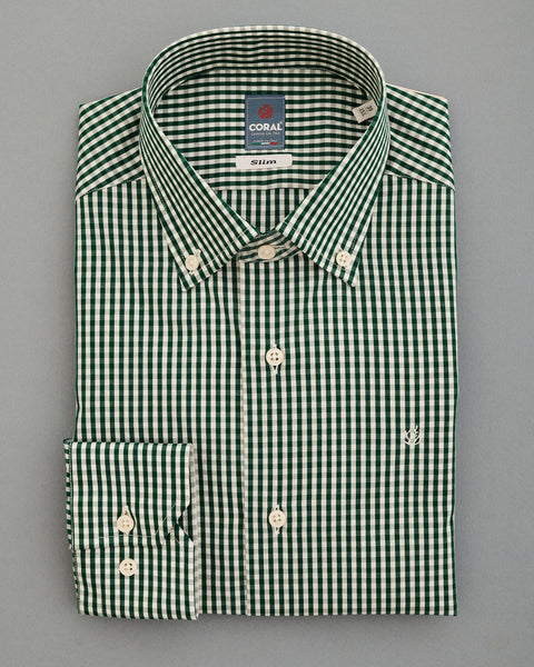 Popeline Quadretto Verde/Bianco 100% Cotone