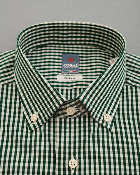 Popeline Quadretto Verde/Bianco 100% Cotone
