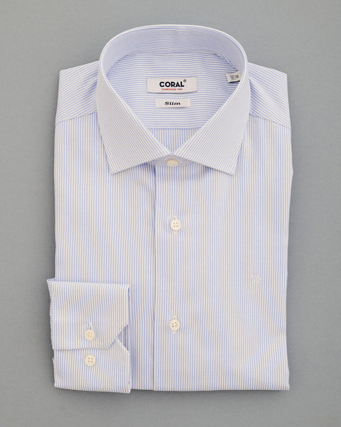 Nido d'ape Rigato medio Celeste/Bianco 100% Cotone