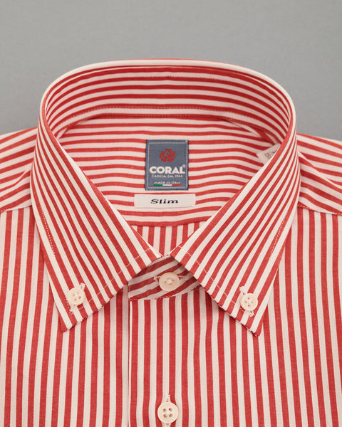 Popeline Rigato Rosso/Bianco 100% Cotone