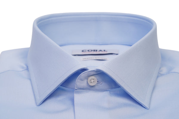 Camicia celeste Piquet 100% Cotone Doppio Ritorto