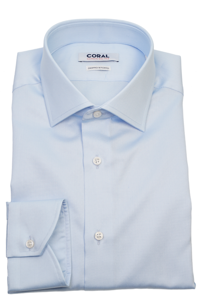 Camicia celeste Piquet 100% Cotone Doppio Ritorto