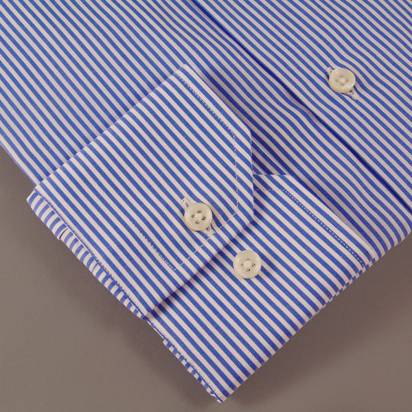 Popeline Rigato Azzurro/Bianco 100% Cotone