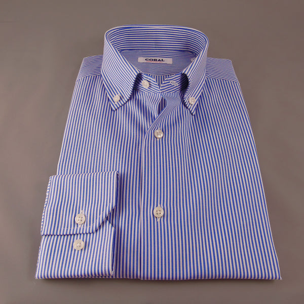 Popeline Rigato Azzurro/Bianco 100% Cotone