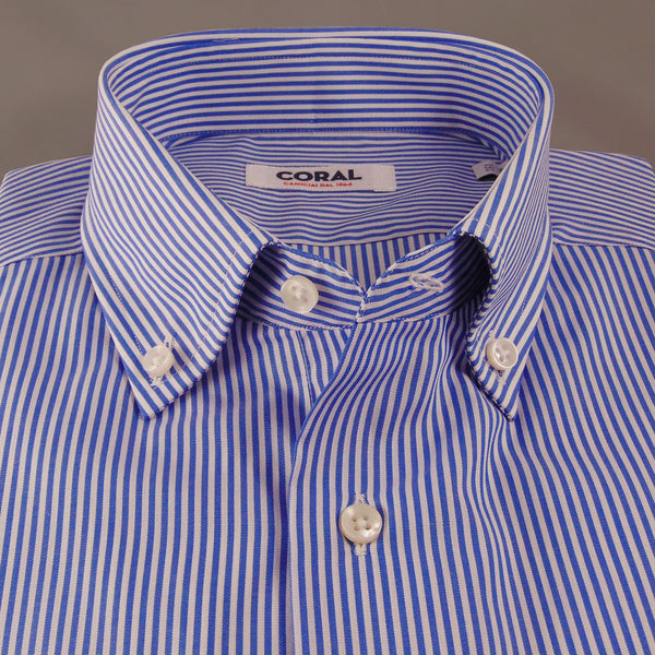 Popeline Rigato Azzurro/Bianco 100% Cotone