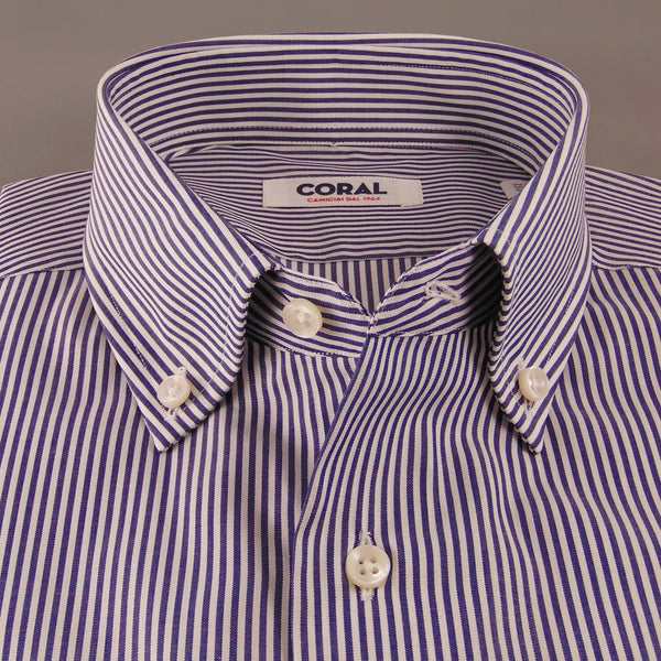 Popeline Rigato Blu/Bianco 100% Cotone