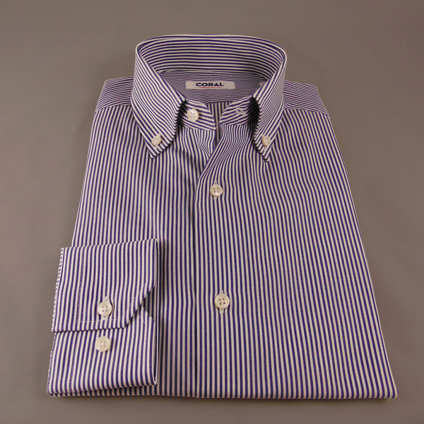 Popeline Rigato Blu/Bianco 100% Cotone