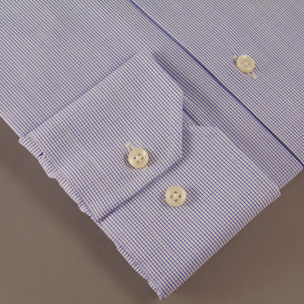 Popeline micro quadro Blu/Bianco 100% Cotone