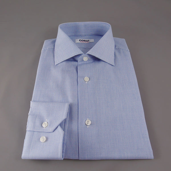 Popeline micro quadro Blu/Bianco 100% Cotone