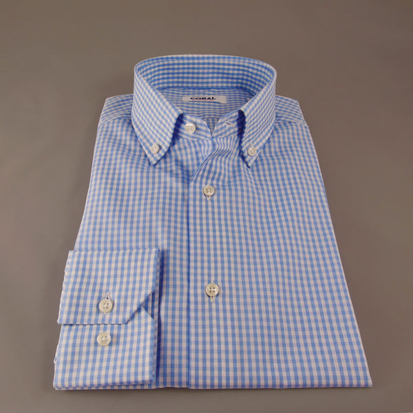 Popeline Quadretto Celeste/Bianco 100% Cotone
