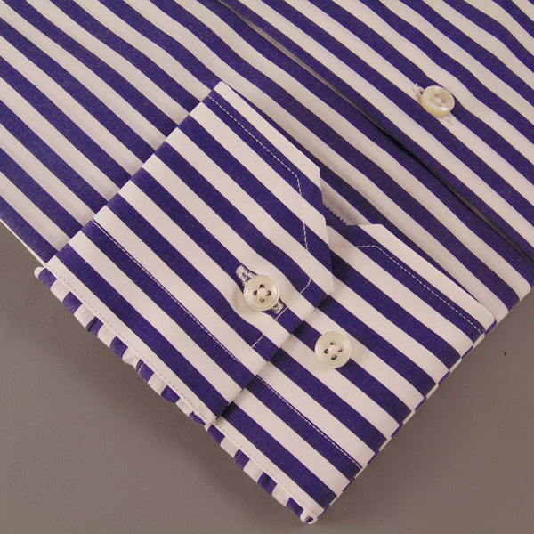 Popeline Riga larga Blu/Bianco 100% Cotone