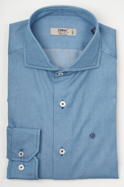 Denim chiaro 100% puro cotone tinta unita