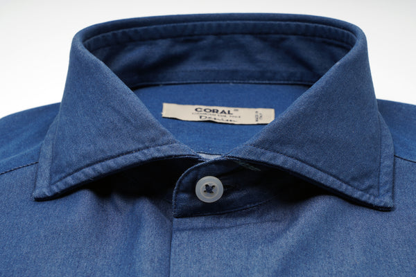 Denim 100% puro cotone tinta unita blu